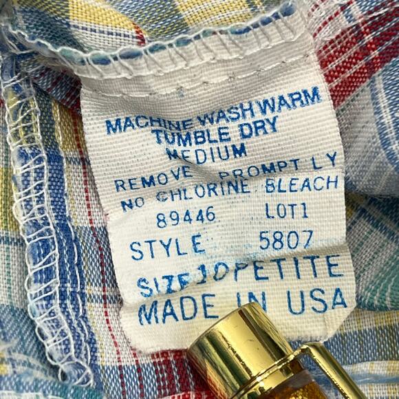 Bryn Mawr Plaid Short Sleeve Button Down Cottage Picnic Light Vintage Shirt 10 - Picture 4 of 7